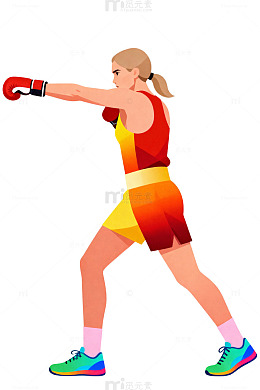 拳击少女卡通插画10