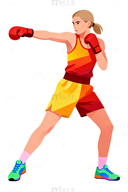 拳击少女卡通插画71