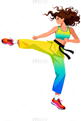 彩色运动女孩插画49