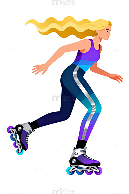 卡通溜冰女孩插画69
