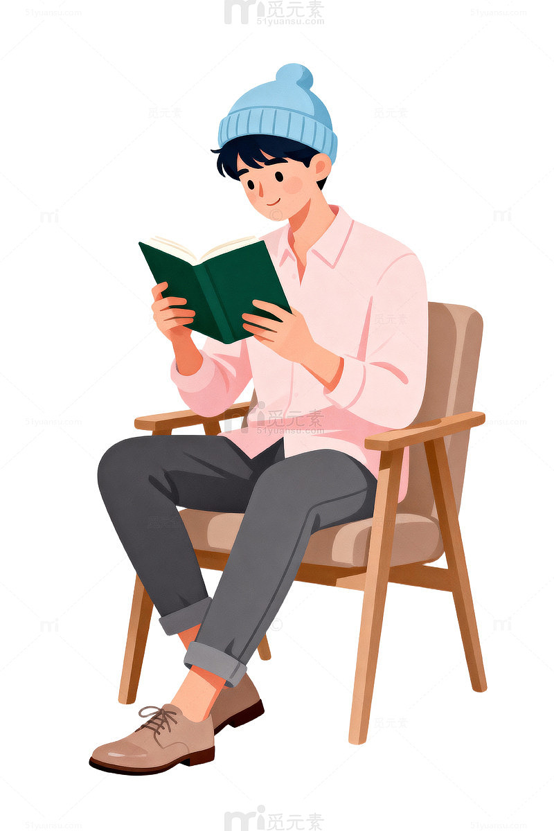卡通阅读男孩插画12
