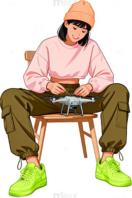 卡通少女修无人机52