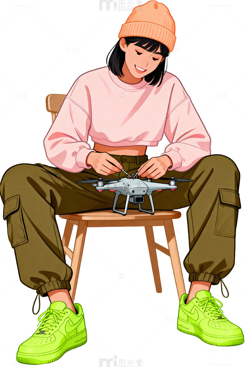 卡通少女修无人机52