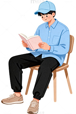 卡通阅读少年插画73