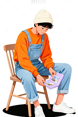 卡通阅读女孩插画96