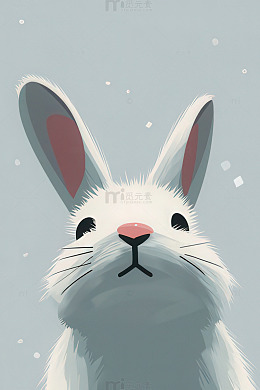 卡通风白色兔子插画