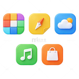 彩色图标手机应用界面设计素材