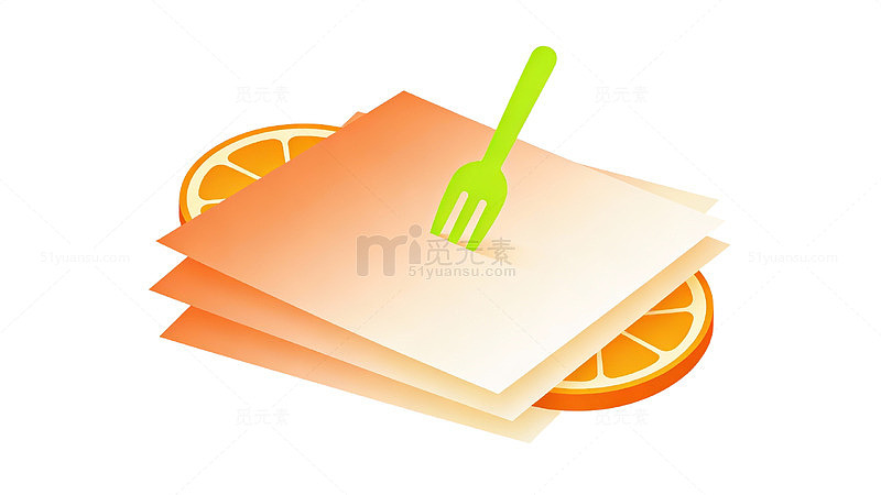 简约餐盘水果插画设计元素