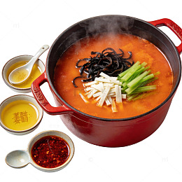 红色锅汤美食