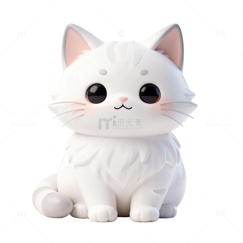卡通白色小猫玩偶