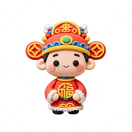 黏土风 冰箱贴 喜庆  财神