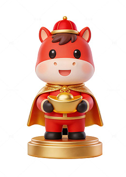 马年手办卡通马到元宝新年生肖春节迎新春