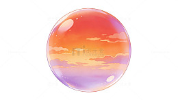 渐变色彩天空泡泡插画