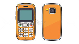 卡通老年手机矢量图