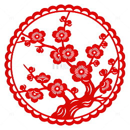 中国红梅花剪纸艺术
