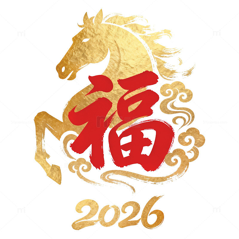 金色马年祝福字体2026