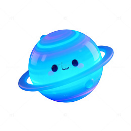 蓝色星球 玻璃材质 炫酷 可爱 卡通