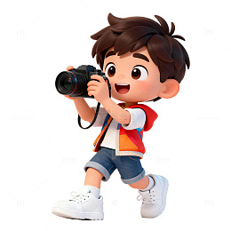 卡通Q版小男女孩小学生摄影