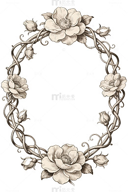 复古花卉藤蔓边框