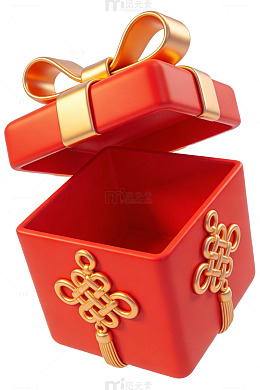 红色礼盒金色结饰