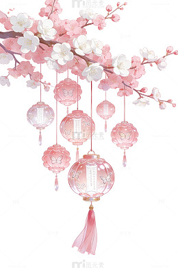 樱花灯笼中国风