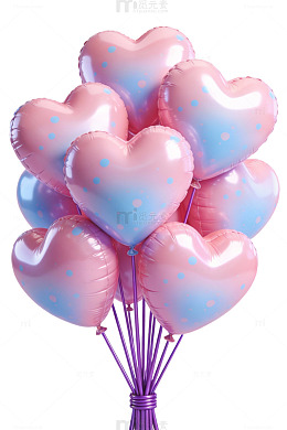 粉色心形气球簇