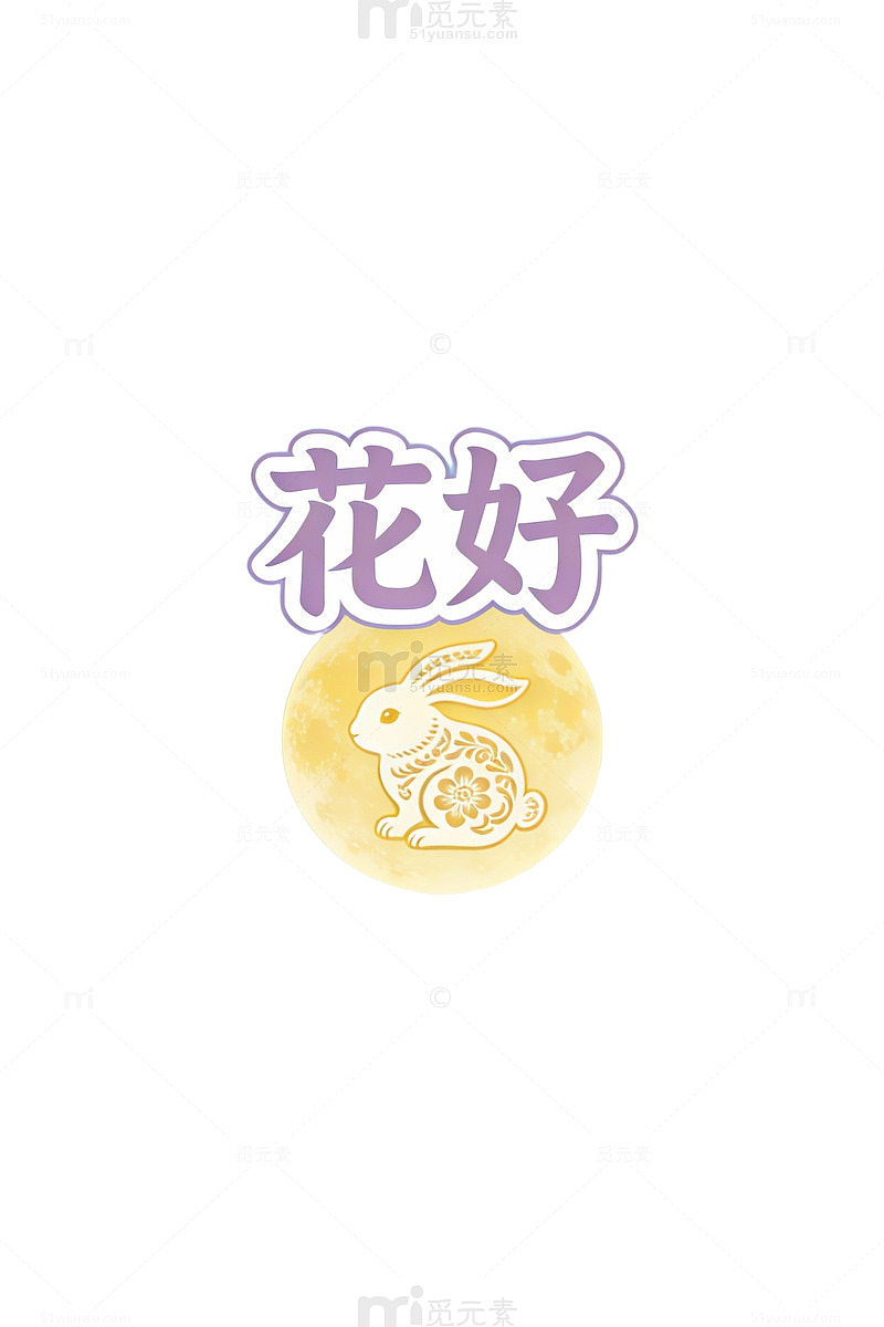 中秋玉兔花好月圆