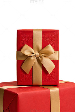 红色礼盒金色丝带