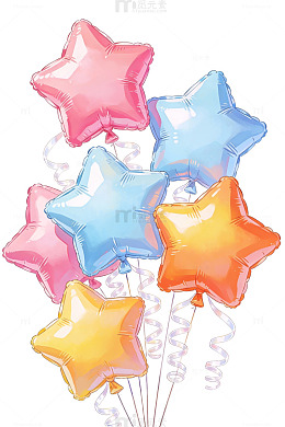 彩色星星气球插画