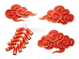 红金祥云鞭炮图案
