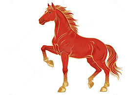 红色骏马插画