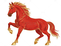 红金骏马插画