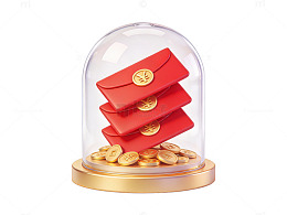 红金红包金币摆件