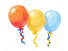 彩色气球彩带插画