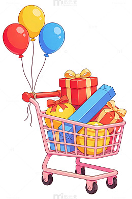 卡通购物车礼物气球