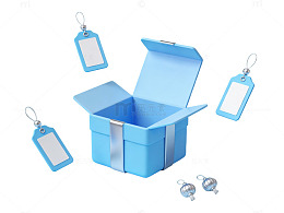 蓝色礼盒与吊牌