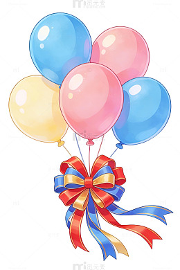彩色气球彩带卡通图