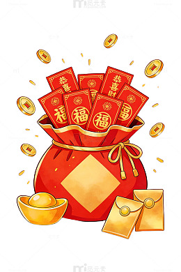红色福袋红包年画