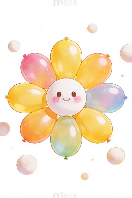 气球笑脸卡通插画