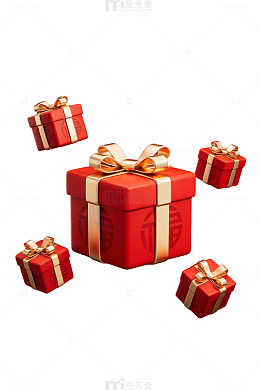 红色礼盒飘浮设计