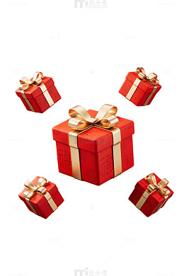 红色礼盒飘浮场景