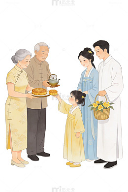 中秋团圆夜插画