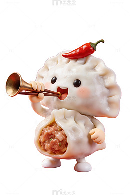 卡通饺子吹号角