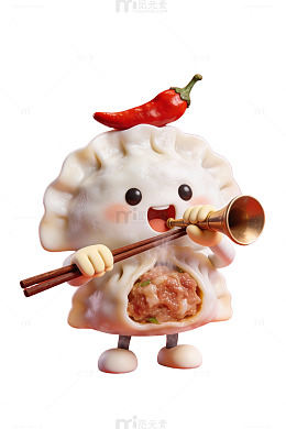 卡通饺子吹号图