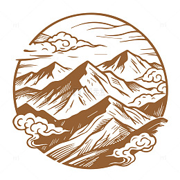 山海风光线描艺术插图