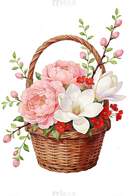 花篮花卉插画