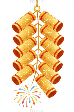 金色烟花鞭炮素材