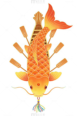 金鱼木船插画