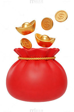 红色钱袋金币飞溅