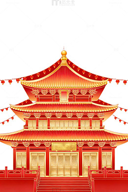 金色中式建筑海报
